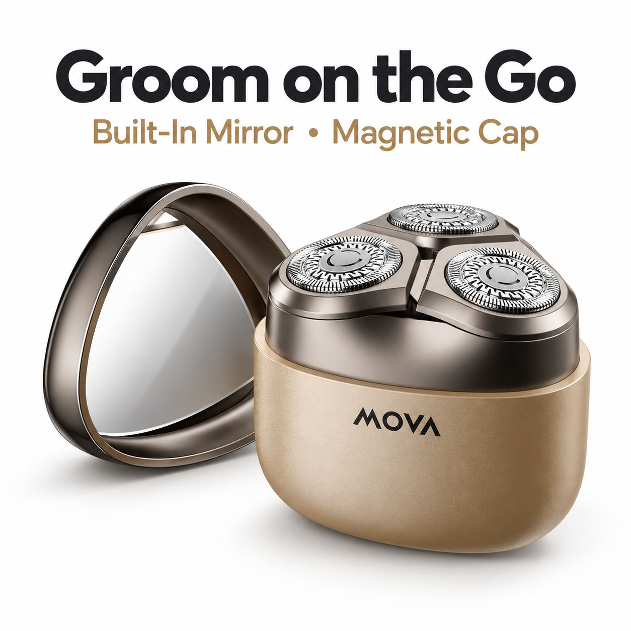MOVA R3000 Portable Mini Electric Shaver with Built-in Mirror | V-Track Dual-Ring Mesh 4.0 | Self-Sharpening Blades | IPX7 Waterproof | Zinc-Alloy Body