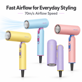 Dreame Pocket Cake High-Speed Hair Dryer | 110,000RPM | 70m/s Airflow | 350M Plasma Ions | Foldable Travel Size | Global Voltage 100–240V | With Diffuser