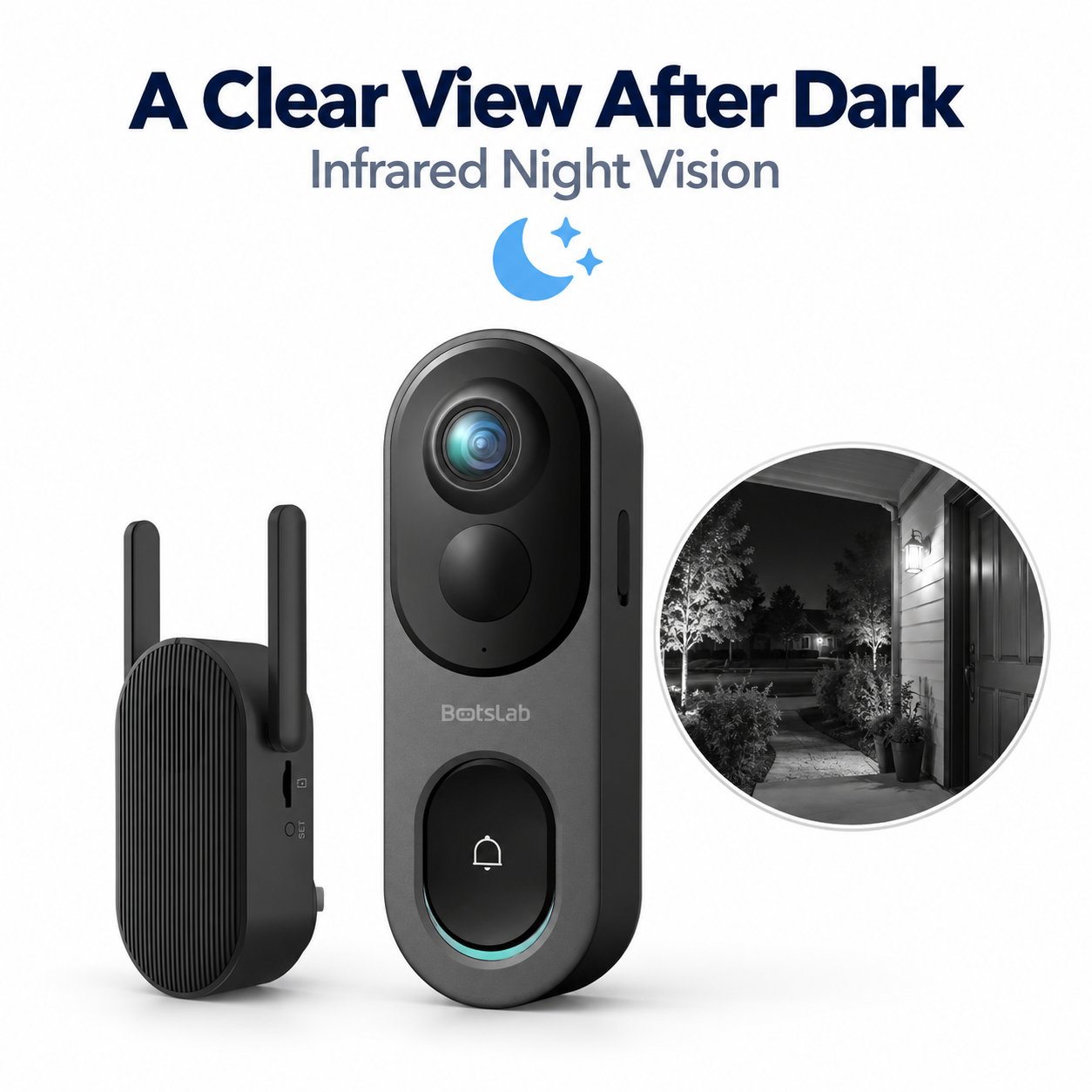 Botslab R810 5MP Pano Video Doorbell with Base Station | 180° Head-to-Toe View | Radar & PIR Detection | Up to 150-Day Battery | No Monthly Fee | IP66