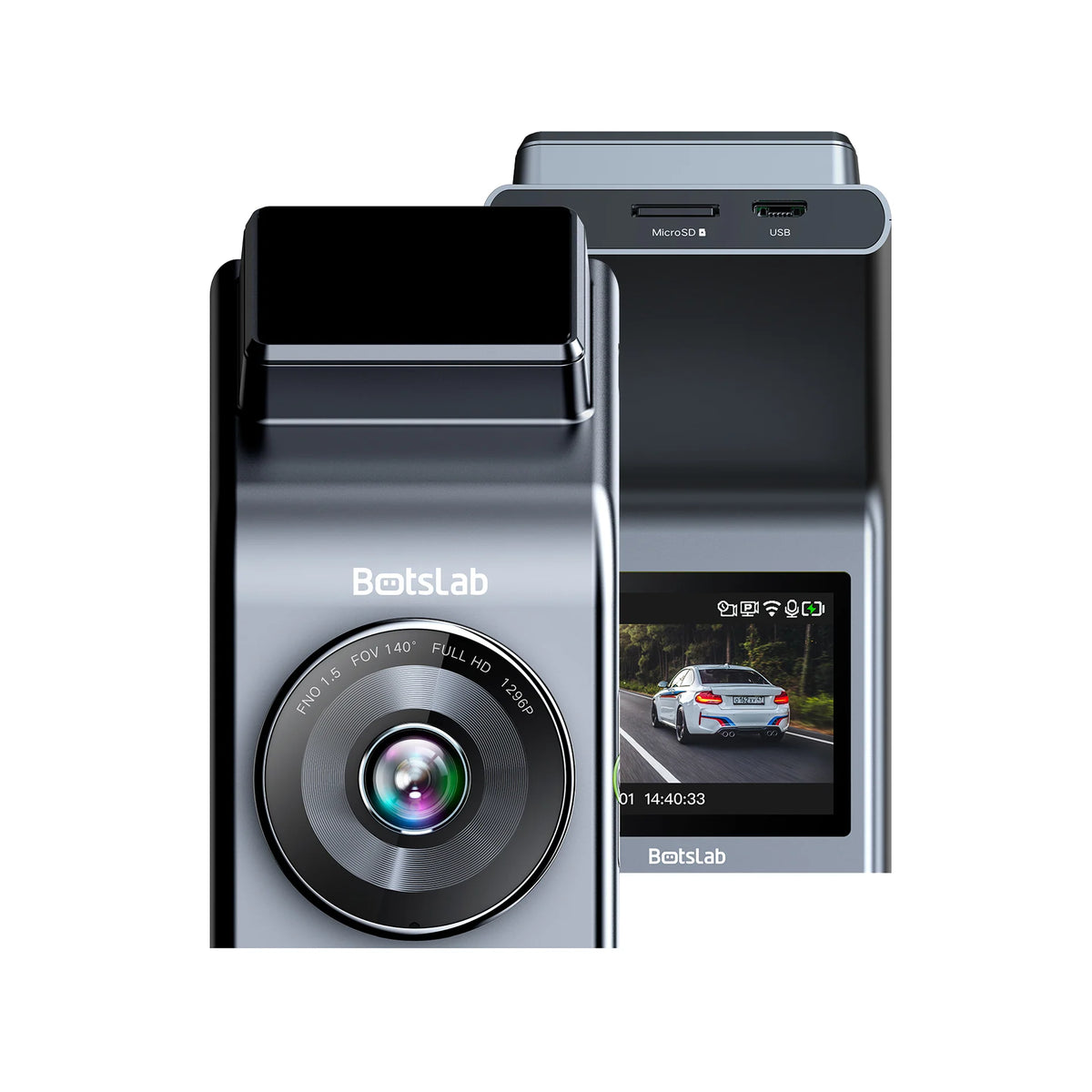 BOTSLAB G300H Pro Dash Cam 2K 1296P | Built-in GPS | Night Vision | 140° Wide Angle | WiFi App Control | 24H Parking Mod