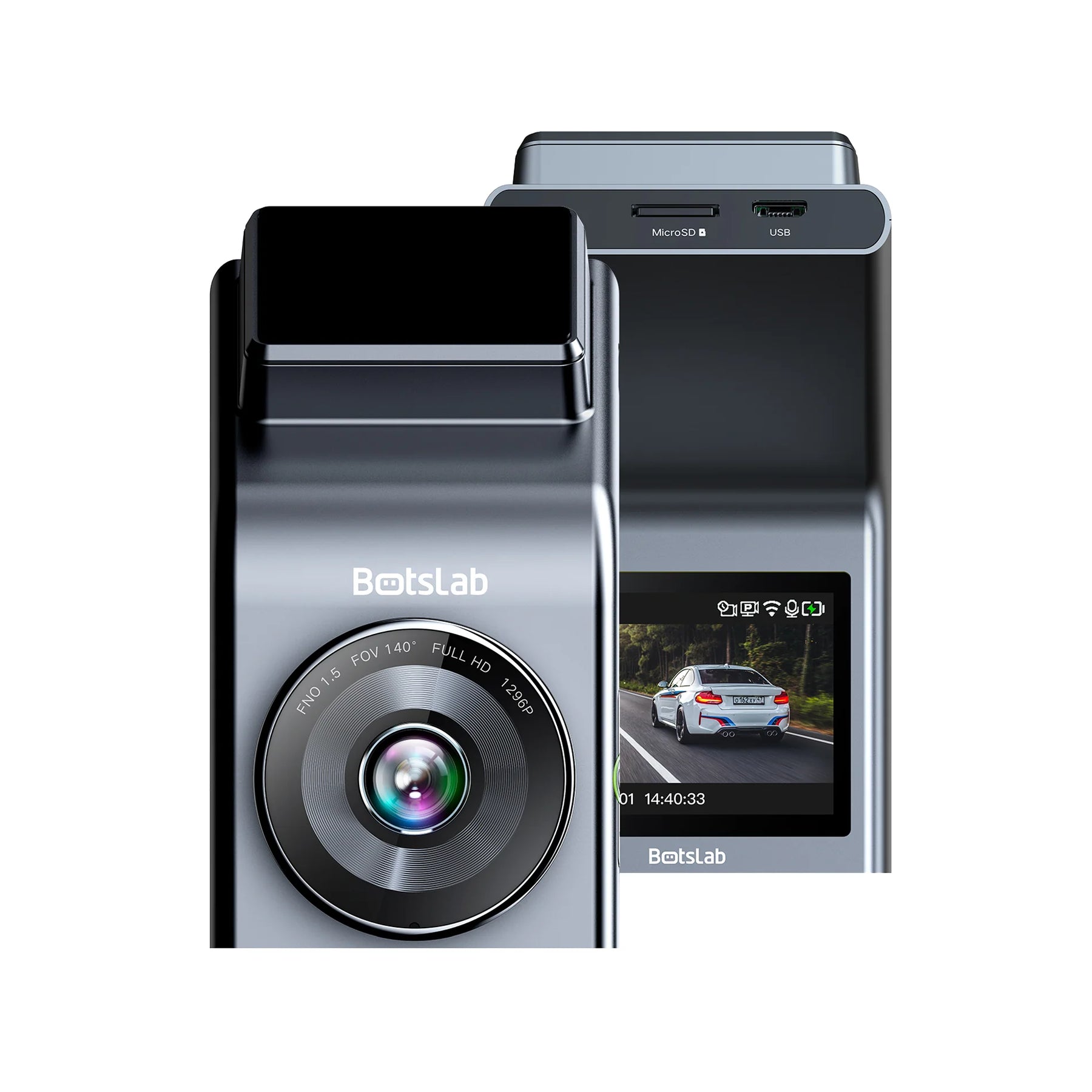BOTSLAB G300H Pro Dash Cam 2K 1296P | Built-in GPS | Night Vision | 140° Wide Angle | WiFi App Control | 24H Parking Mod