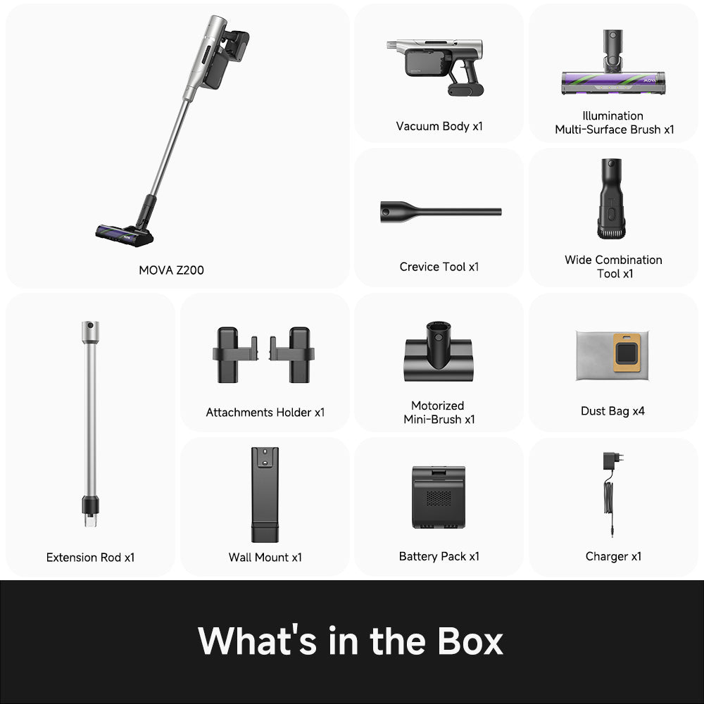【NEW LAUNCH】 Mova Z200 Auto Empty Stick Vacuum | Real Time Auto Dust Collection | 30,000Pa Suction