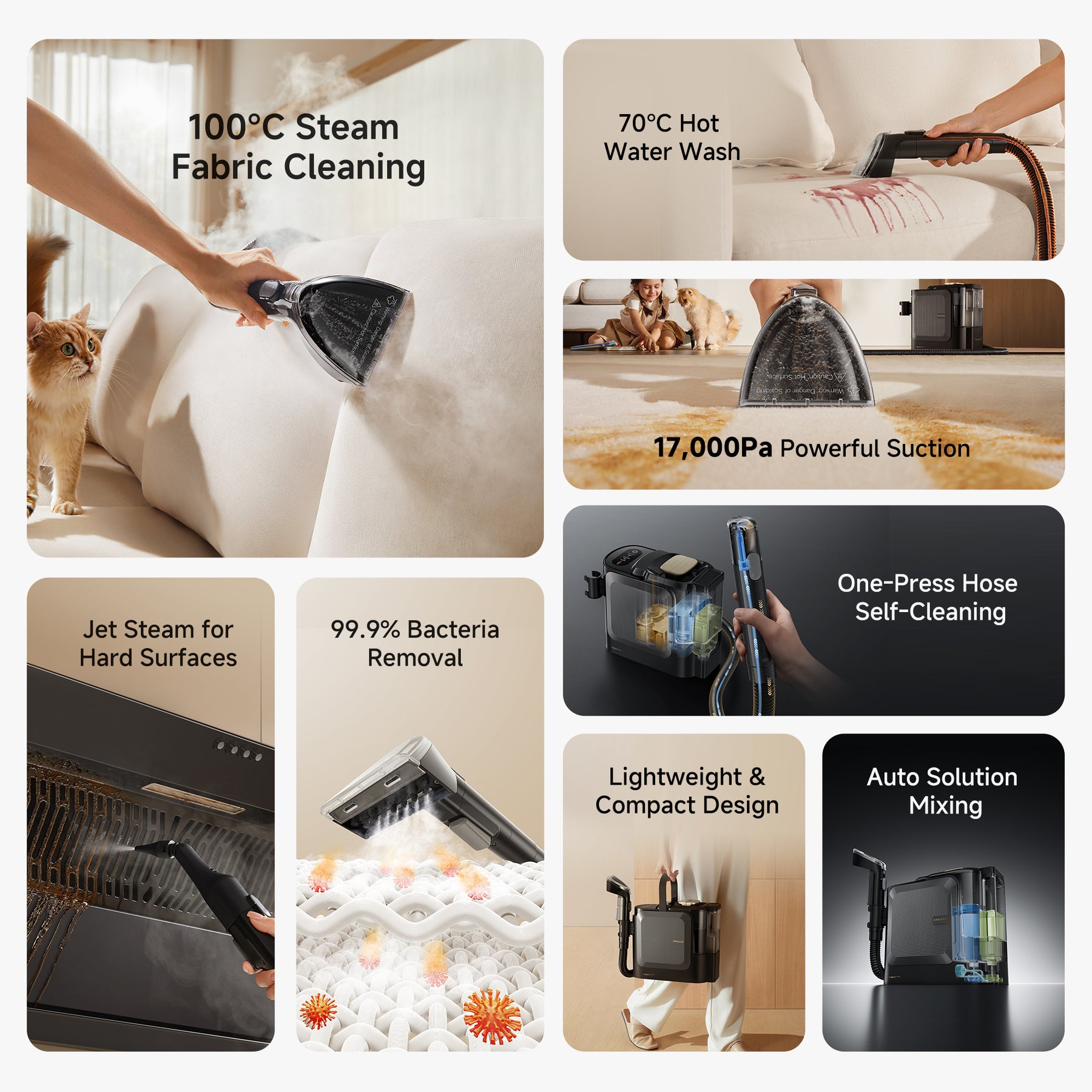 【NEW】Dreame N20 Steam Spot Cleaner | Steam Cleaning 100°C | Hot Water Cleaning 70°C | Eliminates 99.9%* of Mites
