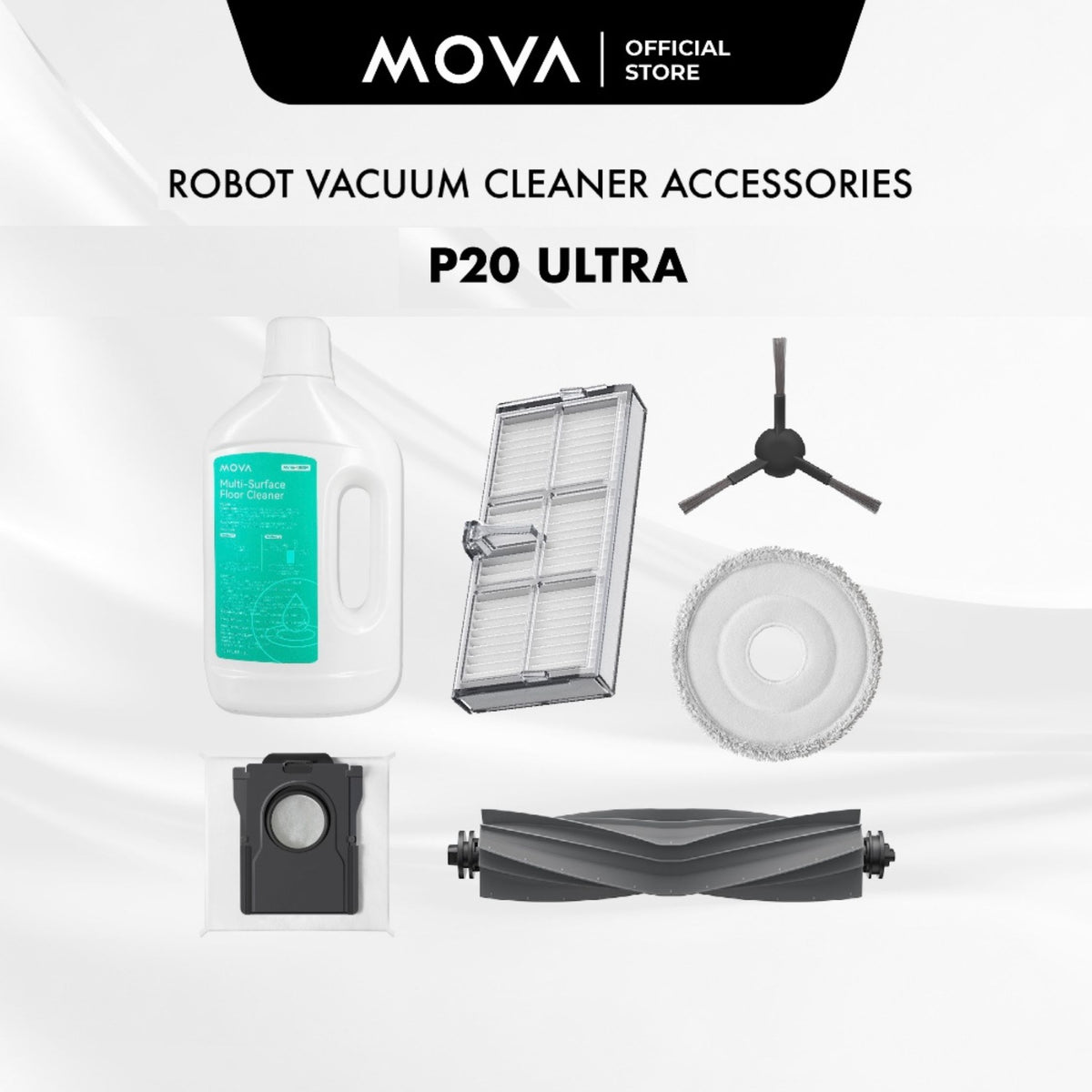 MOVA P20 Ultra / P50 Ultra / P50 Pro Ultra Robot Vacuum Cleaner Accessories Main Brush Side Brush Filter Mop Pad Dustbag