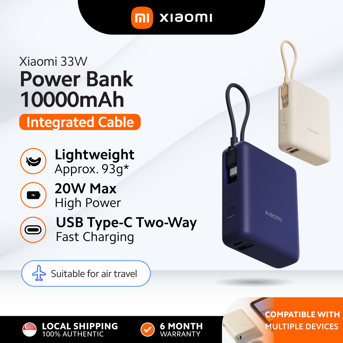 Xiaomi 33W Power Bank 10000mAh (Integrated cable)