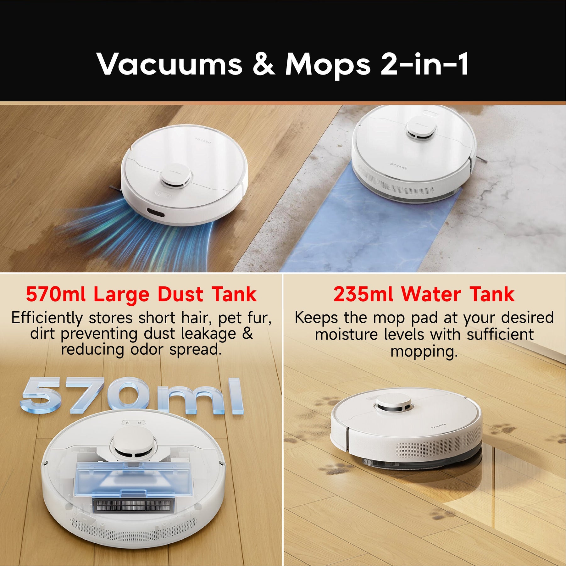 Dreame D9 Max Gen 2 Robot Vacuum and Mop | 6000Pa Vormax Suction | 285 Mins Run Time | Obstacle Avoidance