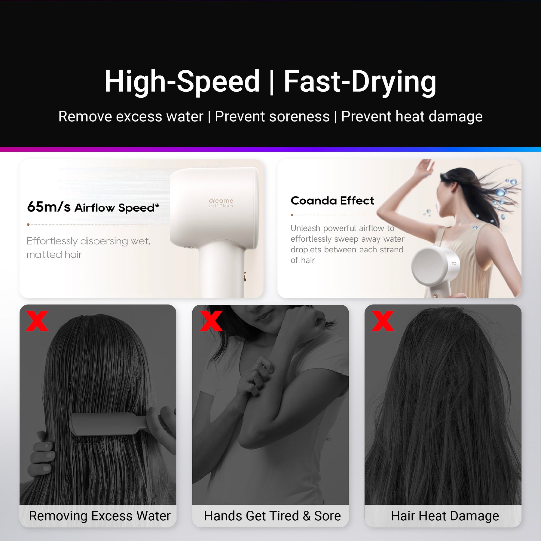 [NEW LAUNCH] Dreame Hair Gleam Hair Dryer | High Speed 2 Mins Fast Drying | 330g Lightweight | 2 Years Warranty