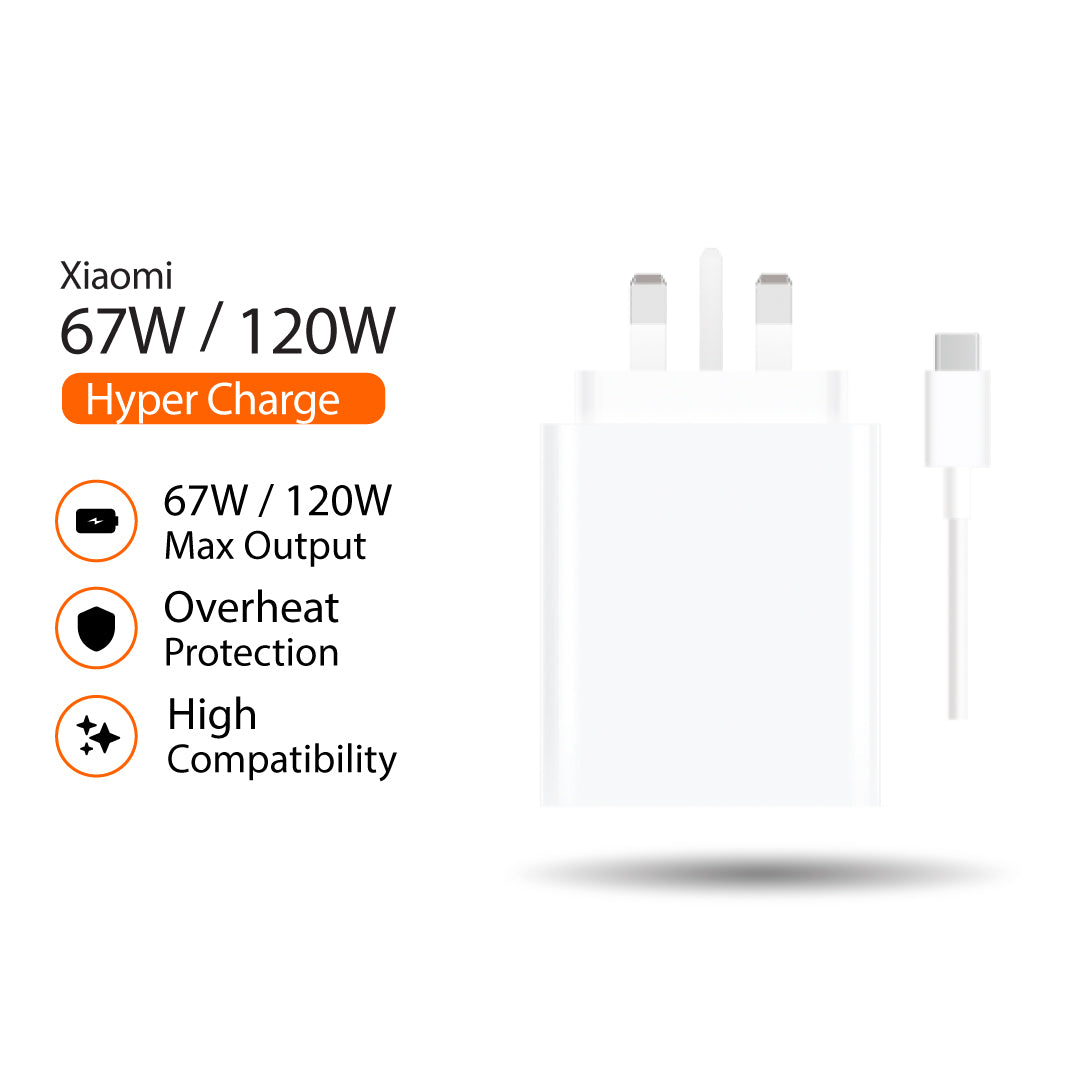 Xiaomi 67W / 120W Output Hyper Charger Adapter For Laptops Smartphones Overheat Protection