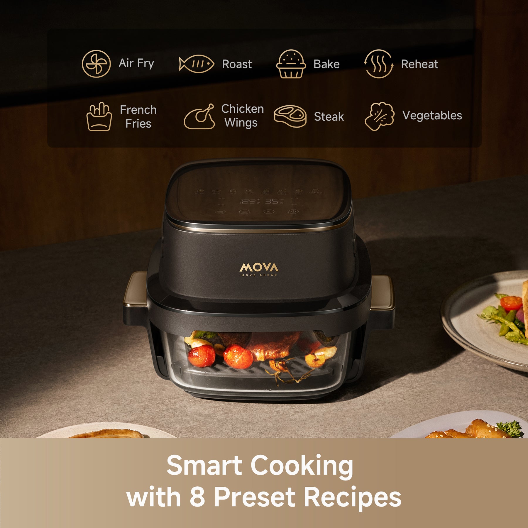 【NEW LAUNCH】Mova AF20Pro Aeroglass Air Fryer | Faster, Crispier  & Juicier Results | 8 Smart Cooking Presets