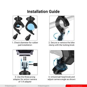 DDPAI Ranger Riding Cam Accessories Motorcycle Tube Universal & Lightweight Mount Clamp
