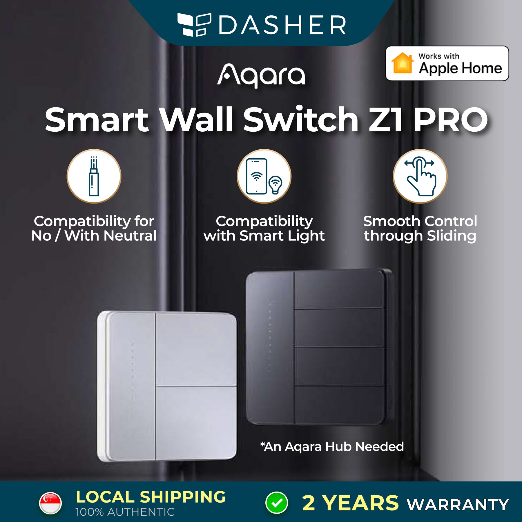 【GLOBAL VERSION】Aqara Smart Wall Switch Z1 Pro Compatibility for No / With Neutral Easy Control of Smart Lights Homekit