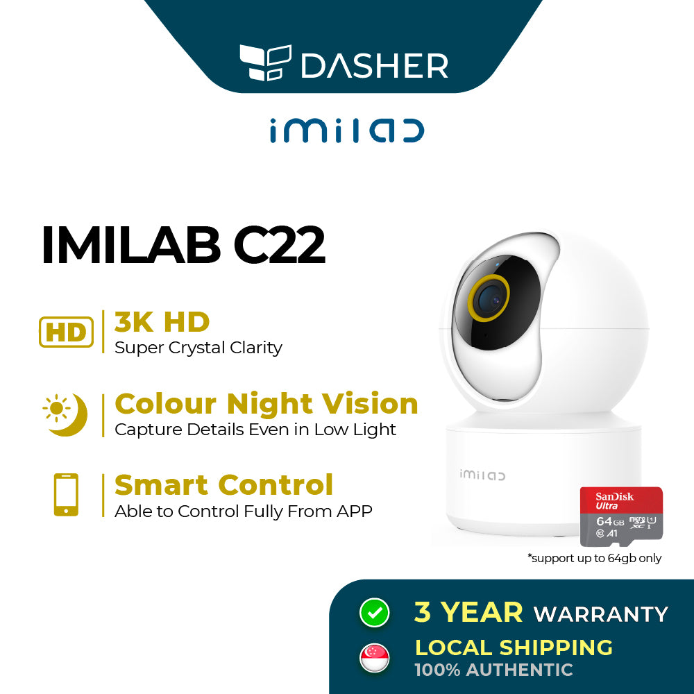IMILAB C22 Wifi 6 3K 360 CCTV Smart Home Security IP Camera【3 Year Warranty】- Mi Home App Control