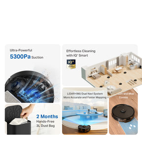 Tapo RV30 Max Plus Robot Vacuum & Mop | 5300Pa Hyper Suction | Auto-Empty Dock | Dual Navi System