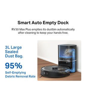 Tapo RV30 Max Plus Robot Vacuum & Mop | 5300Pa Hyper Suction | Auto-Empty Dock | Dual Navi System