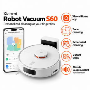 Xiaomi Robot Vacuum S60 | 2 in 1 Vacuum & Mop | 28000Pa Suction | LDS Laser Navigation | 285min Runtime | Anti Tangle