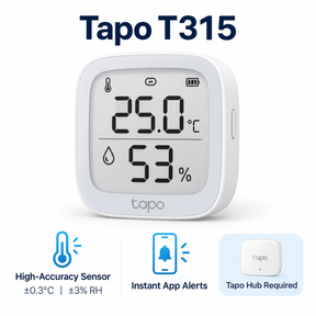Tapo Smart Home Sensors – T110 Contact Sensor / T310 Temperature & Humidity Sensor / T315 Temperature & Humidity Monitor with E-Ink Display | Tapo Hub Required