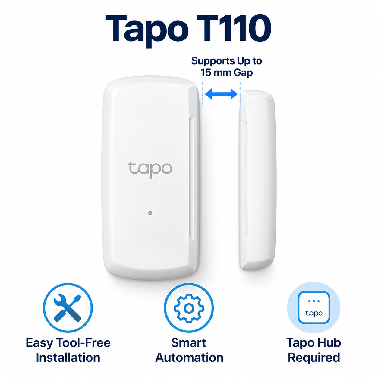 Tapo Smart Home Sensors – T110 Contact Sensor / T310 Temperature & Humidity Sensor / T315 Temperature & Humidity Monitor with E-Ink Display | Tapo Hub Required