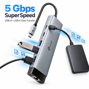 TP-Link Tapo USB 3.0 Hub | 9-in-1 HUB | Multi USB Splitter Hub | 4K 60Hz 5Gbps HUB | PD100W USB A USB-C HDMI Type-C Hub