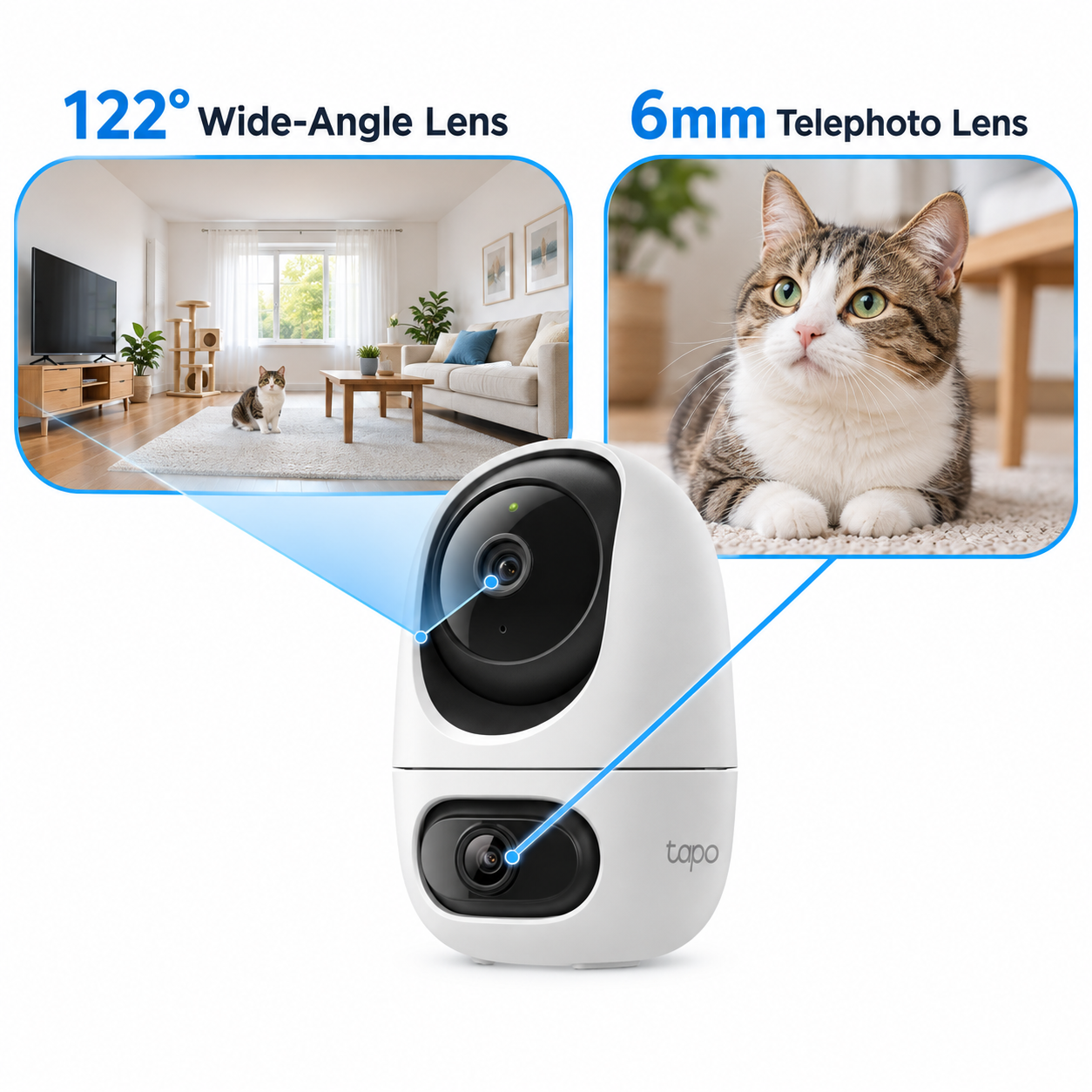 Tapo C245D Dual Lens Pan/Tilt Indoor Wi-Fi Security Camera | 2K 3MP, Smart Tracking, Wide-Angle + Telephoto