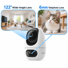 Tapo C245D Dual Lens Pan/Tilt Indoor Wi-Fi Security Camera | 2K 3MP, Smart Tracking, Wide-Angle + Telephoto
