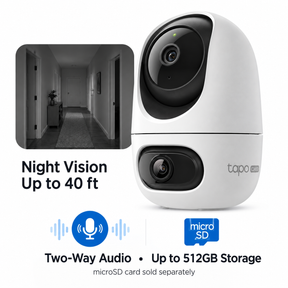 Tapo C245D Dual Lens Pan/Tilt Indoor Wi-Fi Security Camera | 2K 3MP, Smart Tracking, Wide-Angle + Telephoto