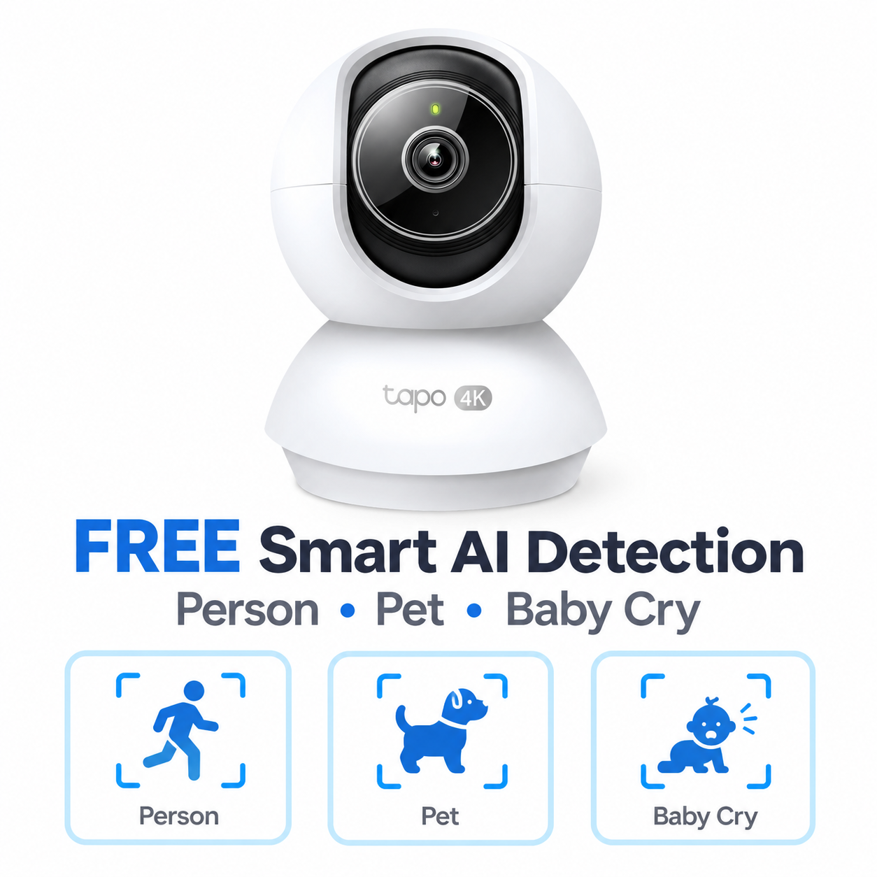 Tapo C250 Pan/Tilt Indoor Wi-Fi Security Camera | 4K 8MP, AI Auto-Zoom Tracking, 360° Coverage