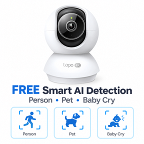 Tapo C250 Pan/Tilt Indoor Wi-Fi Security Camera | 4K 8MP, AI Auto-Zoom Tracking, 360° Coverage