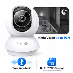 Tapo C250 Pan/Tilt Indoor Wi-Fi Security Camera | 4K 8MP, AI Auto-Zoom Tracking, 360° Coverage