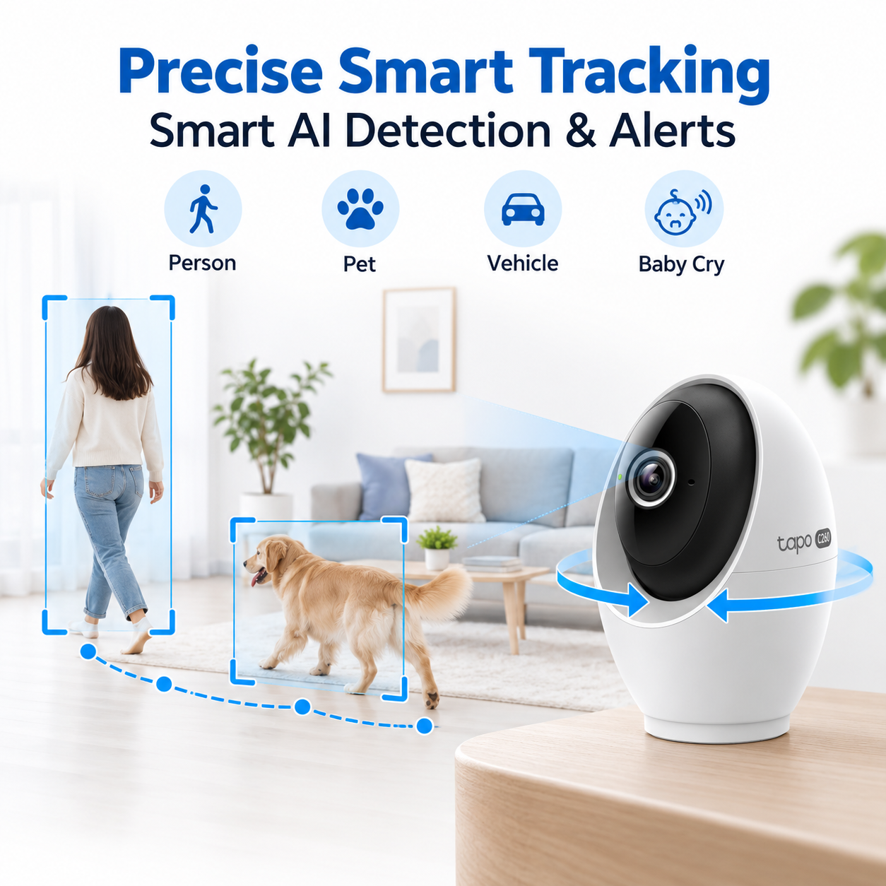 Tapo C260 Pan/Tilt AI Indoor Wi-Fi Security Camera | 4K 8MP, Face Recognition, 18× Zoom, Physical Privacy Mode
