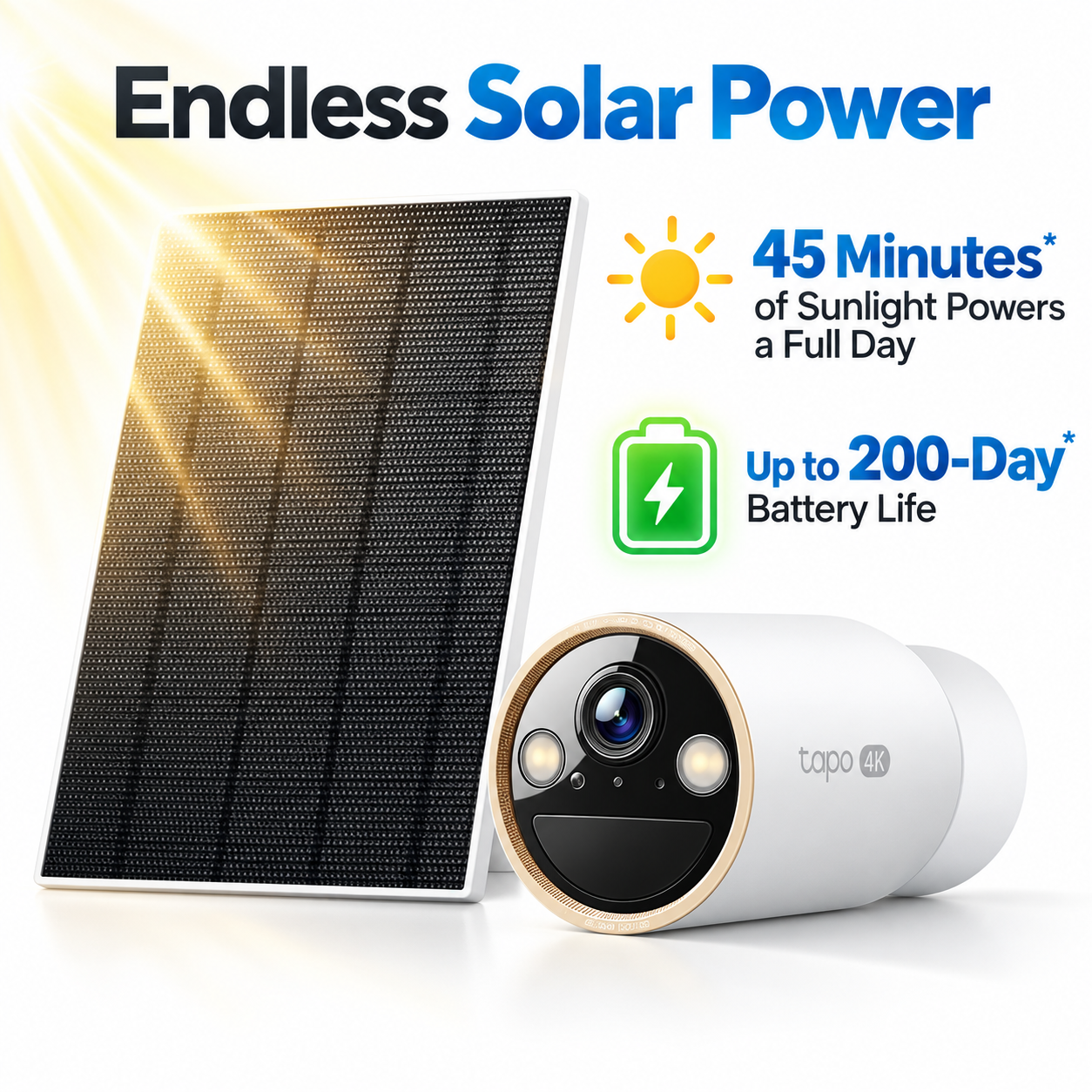 Tapo C460 KIT / C460 Solar-Powered 4K Outdoor Security Camera Kit | 8MP, Solar Panel Included, Color Night Vision, IP66, Dual-Band Wi-Fi