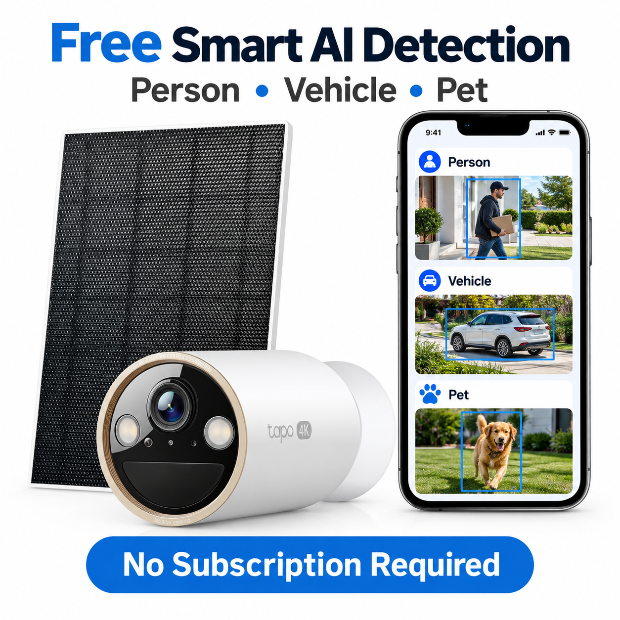 Tapo C460 KIT / C460 Solar-Powered 4K Outdoor Security Camera Kit | 8MP, Solar Panel Included, Color Night Vision, IP66, Dual-Band Wi-Fi