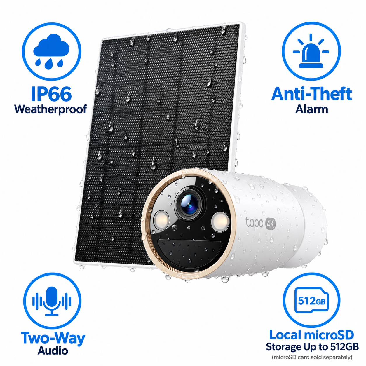 Tapo C460 KIT / C460 Solar-Powered 4K Outdoor Security Camera Kit | 8MP, Solar Panel Included, Color Night Vision, IP66, Dual-Band Wi-Fi