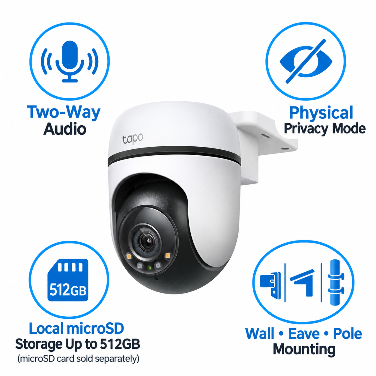 Tapo C500 Outdoor Pan/Tilt Wi-Fi Security Camera | 1080p Full HD, 360° Coverage, Color Night Vision (30 m), IP65