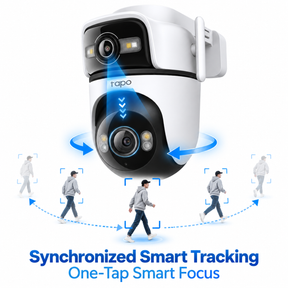 Tapo C545D Outdoor Dual Lens Pan/Tilt Security Camera | 2K 3MP + 2K 3MP, 165° Wide-Angle & 6 mm Telephoto, Smart Tracking, Wi-Fi 6 & Ethernet, IP66