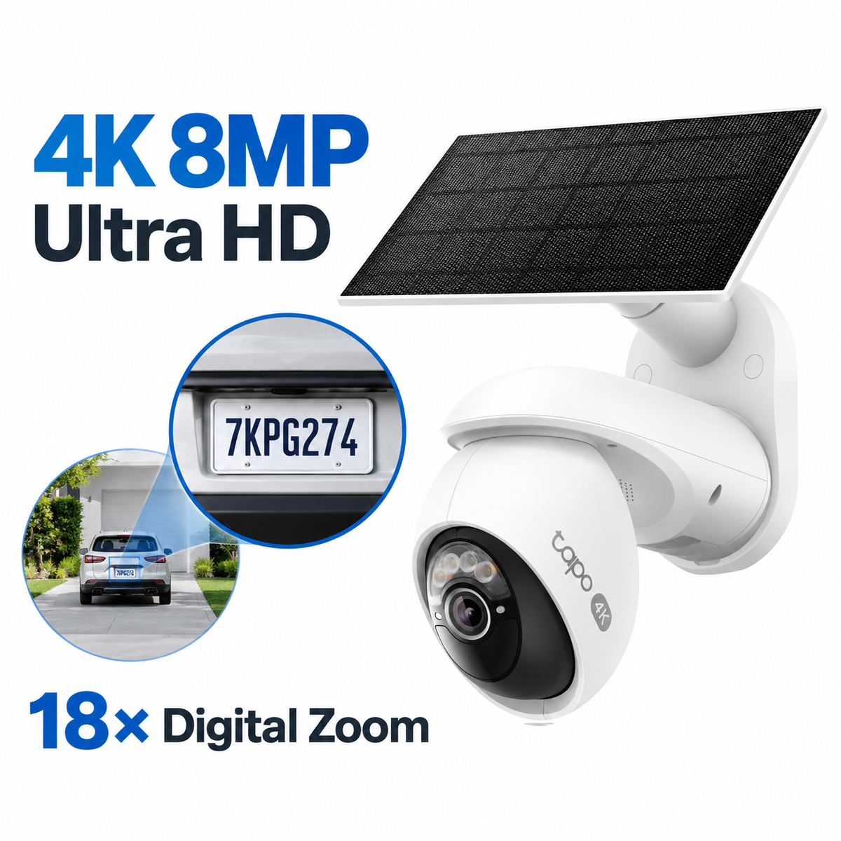 Tapo C660 KIT Solar-Powered 4K Pan/Tilt Outdoor Security Camera Kit | 8MP, 360° AI Tracking, Starlight Color Night Vision, Dual-Band Wi-Fi, IP65