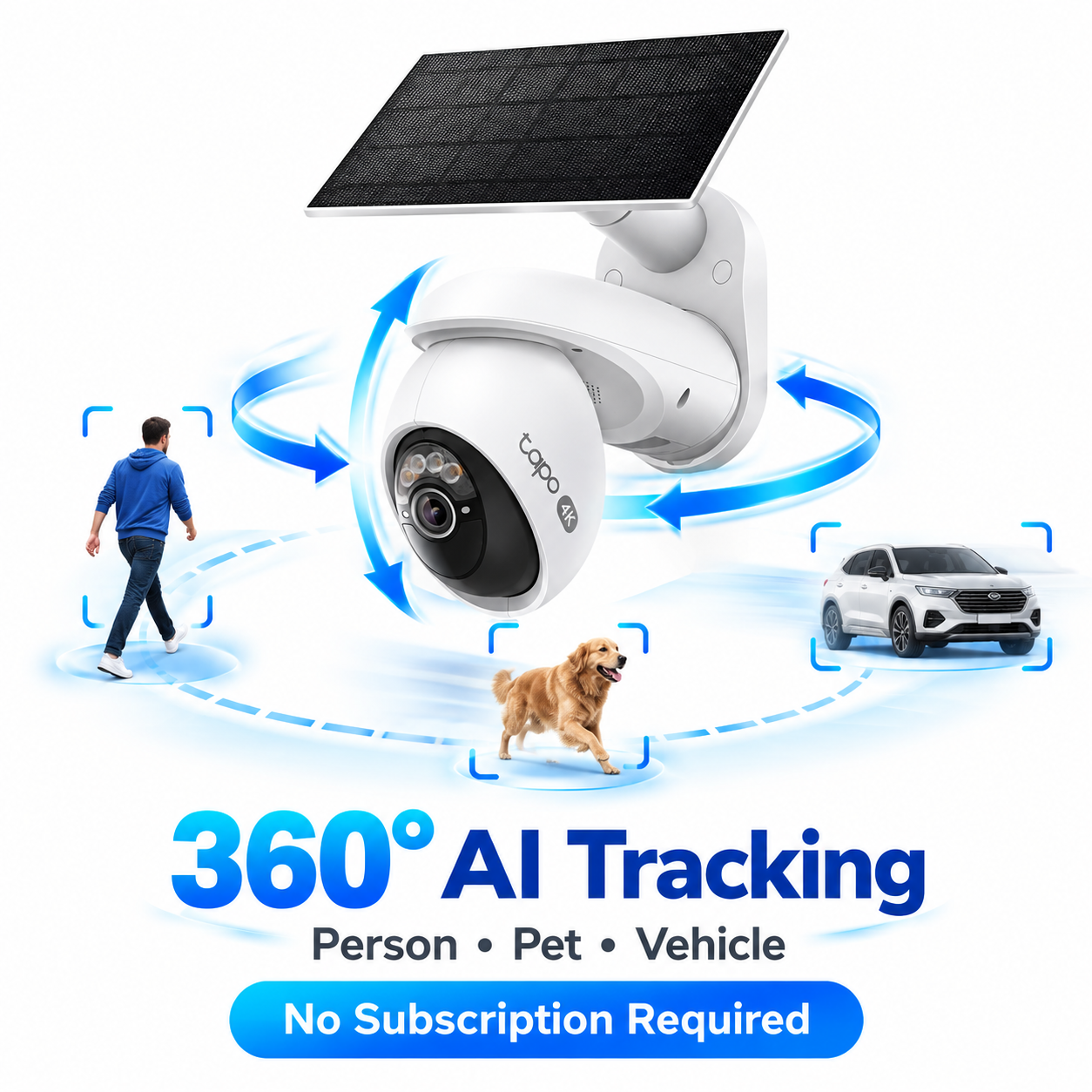 Tapo C660 KIT Solar-Powered 4K Pan/Tilt Outdoor Security Camera Kit | 8MP, 360° AI Tracking, Starlight Color Night Vision, Dual-Band Wi-Fi, IP65