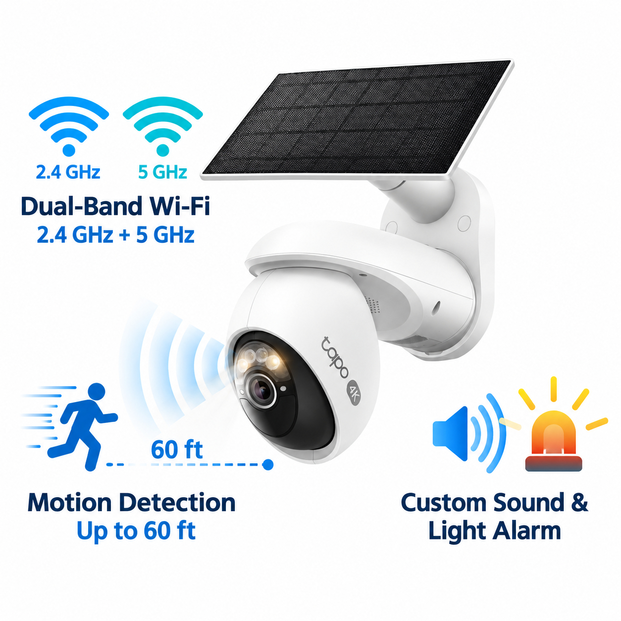 Tapo C660 KIT Solar-Powered 4K Pan/Tilt Outdoor Security Camera Kit | 8MP, 360° AI Tracking, Starlight Color Night Vision, Dual-Band Wi-Fi, IP65