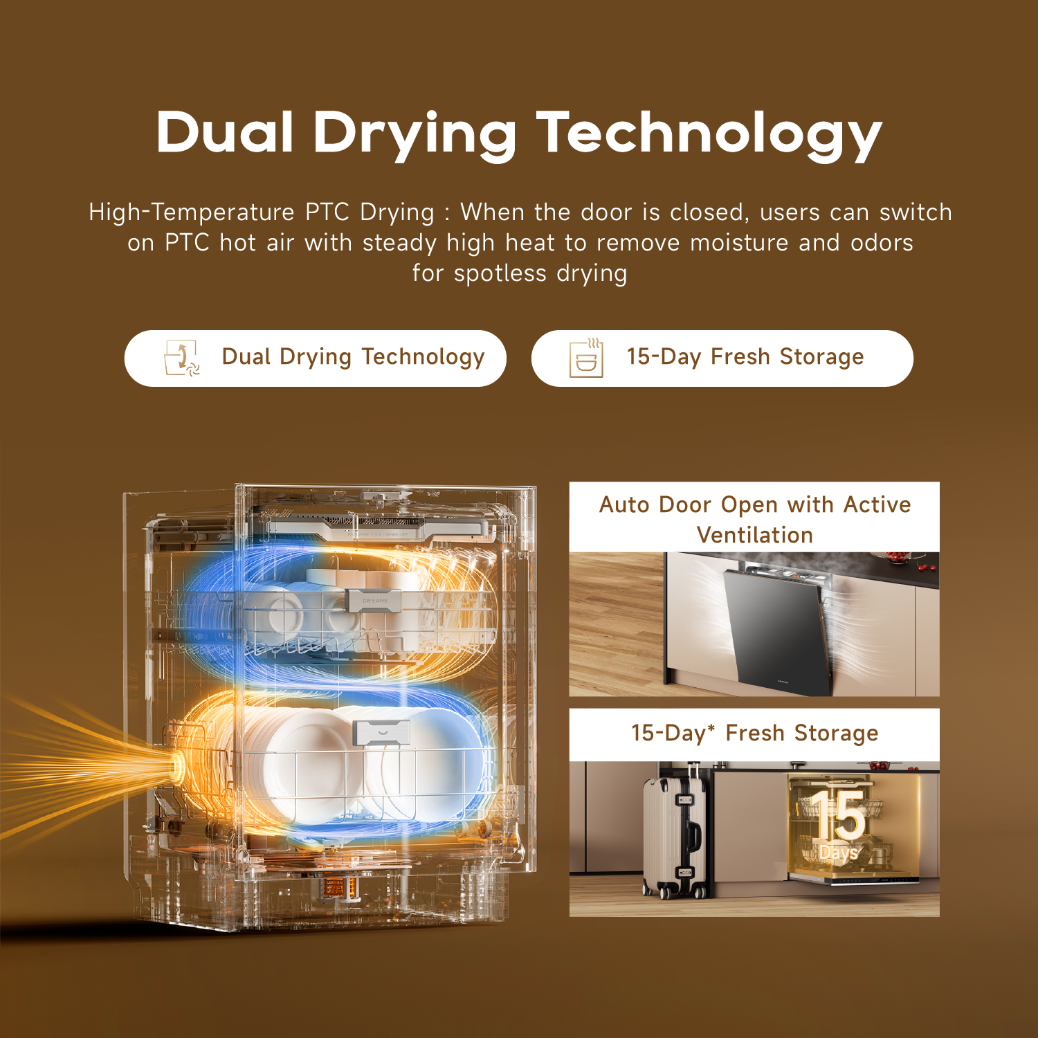 [New Launch] Dreame DZ60 Pro Fully-integrated Dishwasher | 15 Place Settings | FlexWing Spray Arm | 4-tick Water Efficiency Rating
