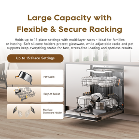 [New Launch] Dreame DZ60 Pro Fully-integrated Dishwasher | 15 Place Settings | FlexWing Spray Arm | 4-tick Water Efficiency Rating