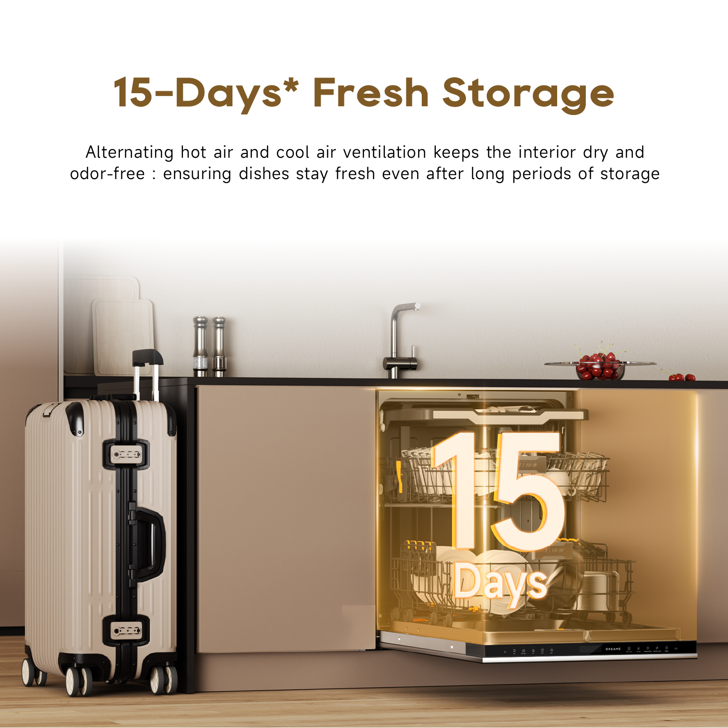 [New Launch] Dreame DZ60 Pro Fully-integrated Dishwasher | 15 Place Settings | FlexWing Spray Arm | 4-tick Water Efficiency Rating