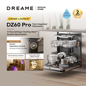[New Launch] Dreame DZ60 Pro Fully-integrated Dishwasher | 15 Place Settings | FlexWing Spray Arm | 4-tick Water Efficiency Rating