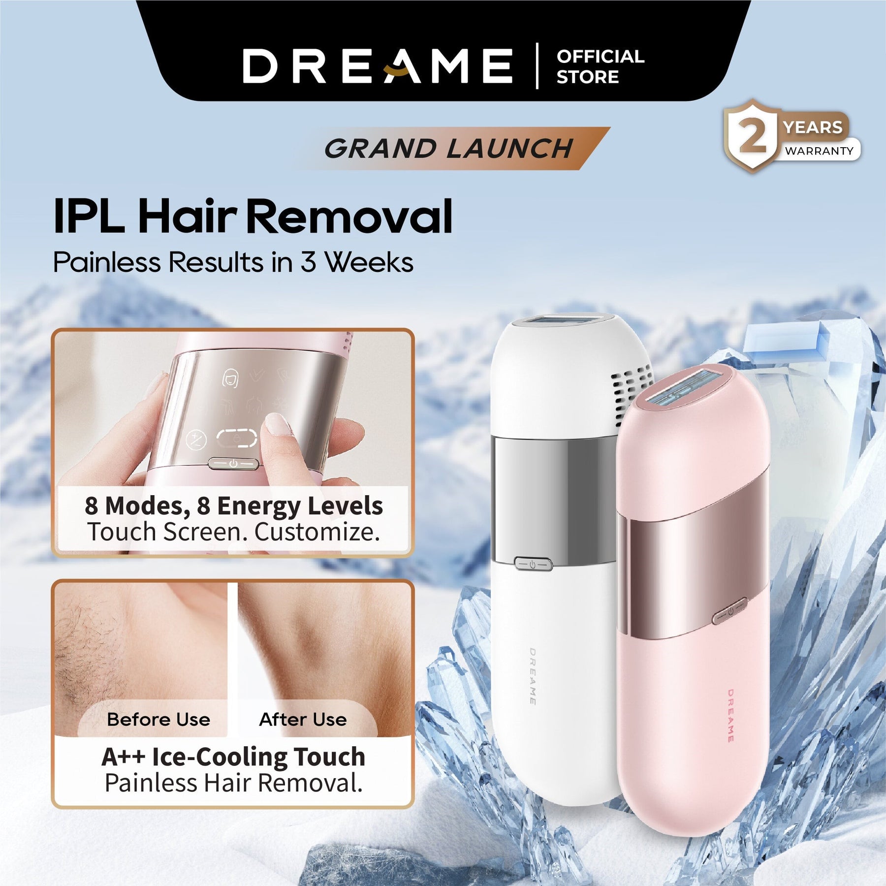 【NEW LAUNCH】Dreame IPL Hair Removal | Painless Results Cooling Touch | Touch Screen 8 Modes | 2 Years Warranty