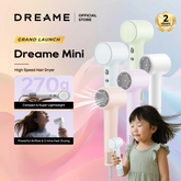 【GRAND LAUNCH】Dreame Mini Hair Dryer | 270g Lightweight | 200 million Negative Ion | 5 Temperature Levels and 2 Airflow Speed Modes