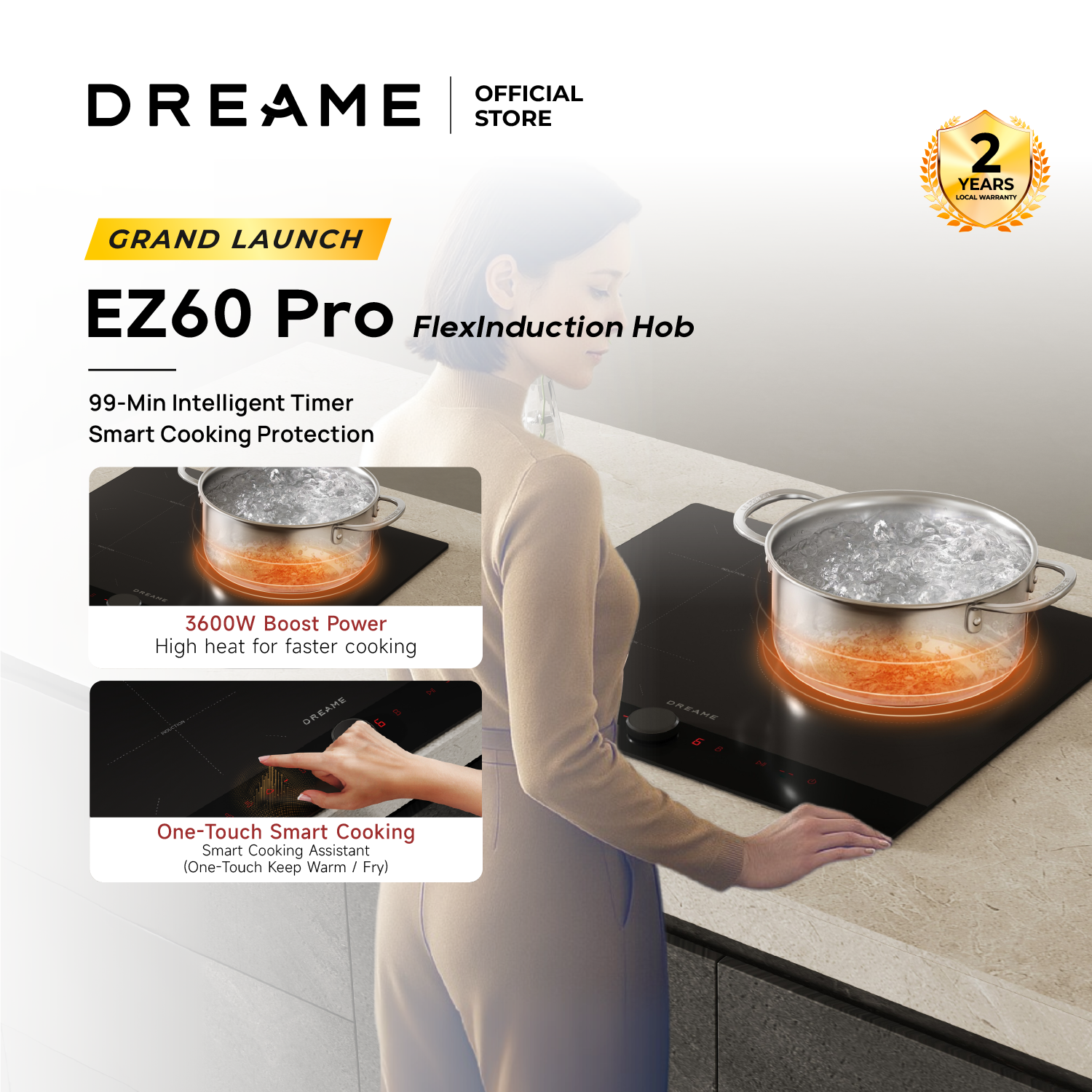 [New Launch] Dreame EZ60 FlexInduction Hob | 3600W High Power | Flexible Heating Zone Control | One-Touch Smart Cooking
