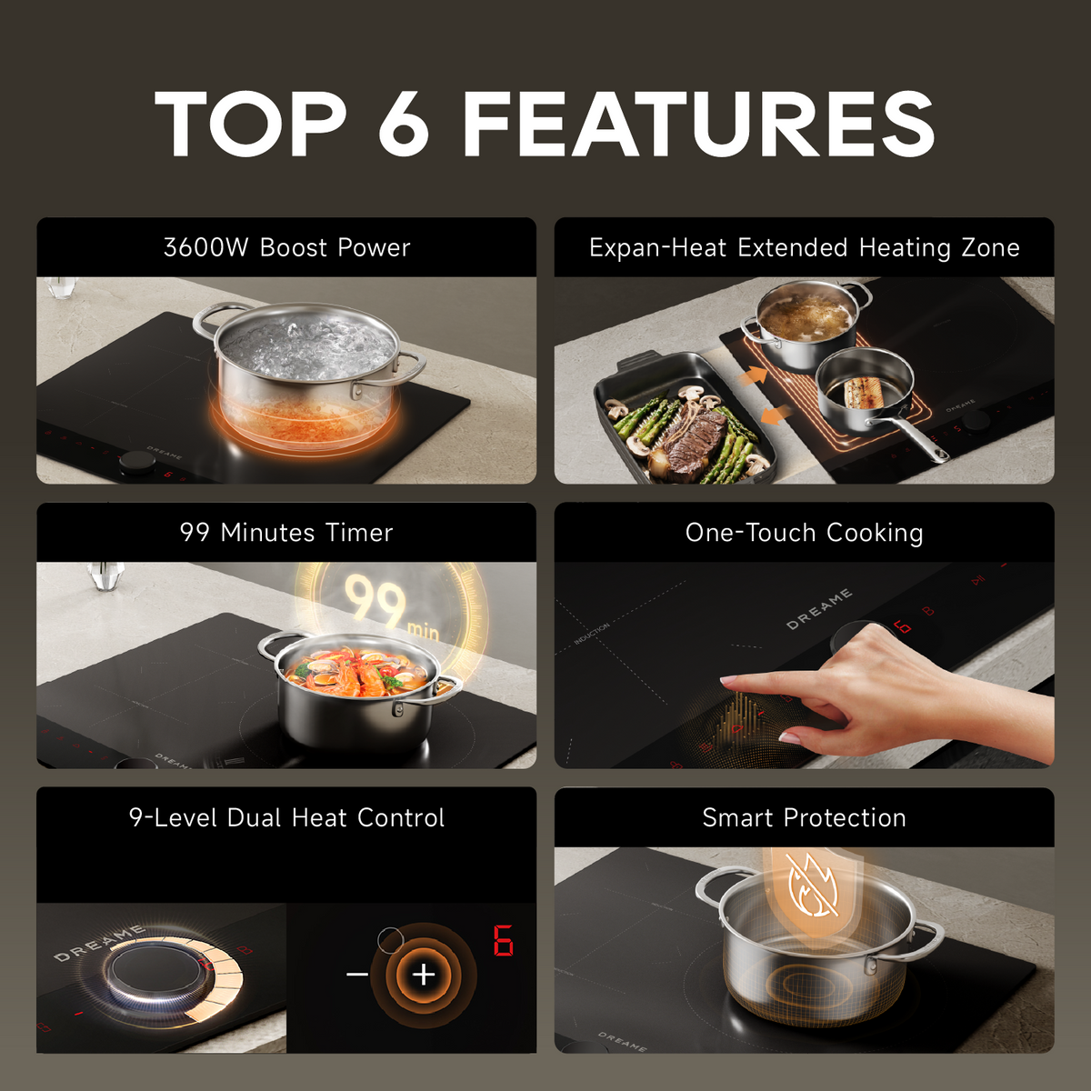 [New Launch] Dreame EZ60 FlexInduction Hob | 3600W High Power | Flexible Heating Zone Control | One-Touch Smart Cooking