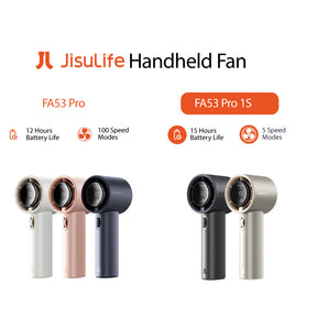 JISULIFE Portable FA53 Pro / FA53 Pro 1S Rechargeable Handheld Fan Strong Wind 100 Gear 15 Hours Display