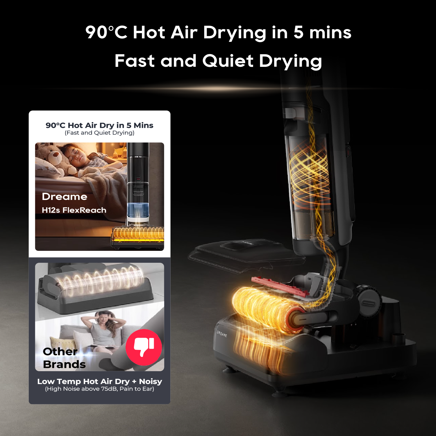 【BEST VALUE】Dreame H12s FlexReach Wet & Dry Cordless Vacuum Cleaner | 100% Tangle Free | 90°C Hot Water Wash