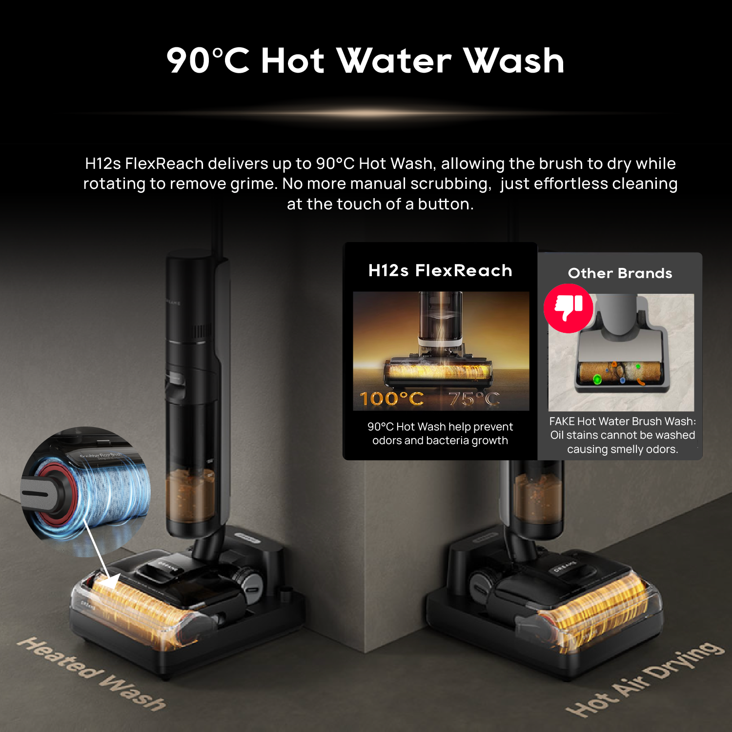 【BEST VALUE】Dreame H12s FlexReach Wet & Dry Cordless Vacuum Cleaner | 100% Tangle Free | 90°C Hot Water Wash