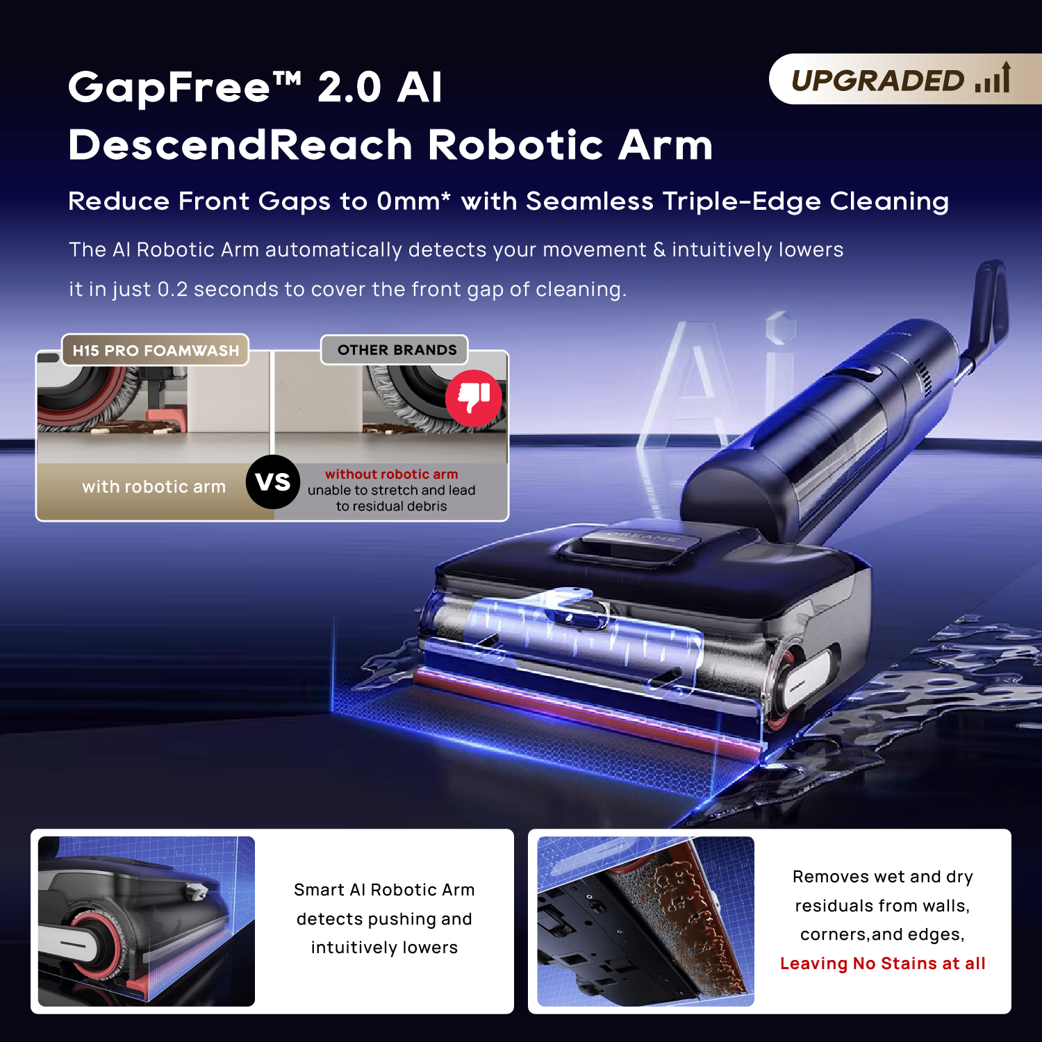 [Grand Launch] H15 Pro FoamWash Wet Dry Vacuum | Targeted Foam Application | GapFree 2.0 AI  DescendReach Robotic Arm