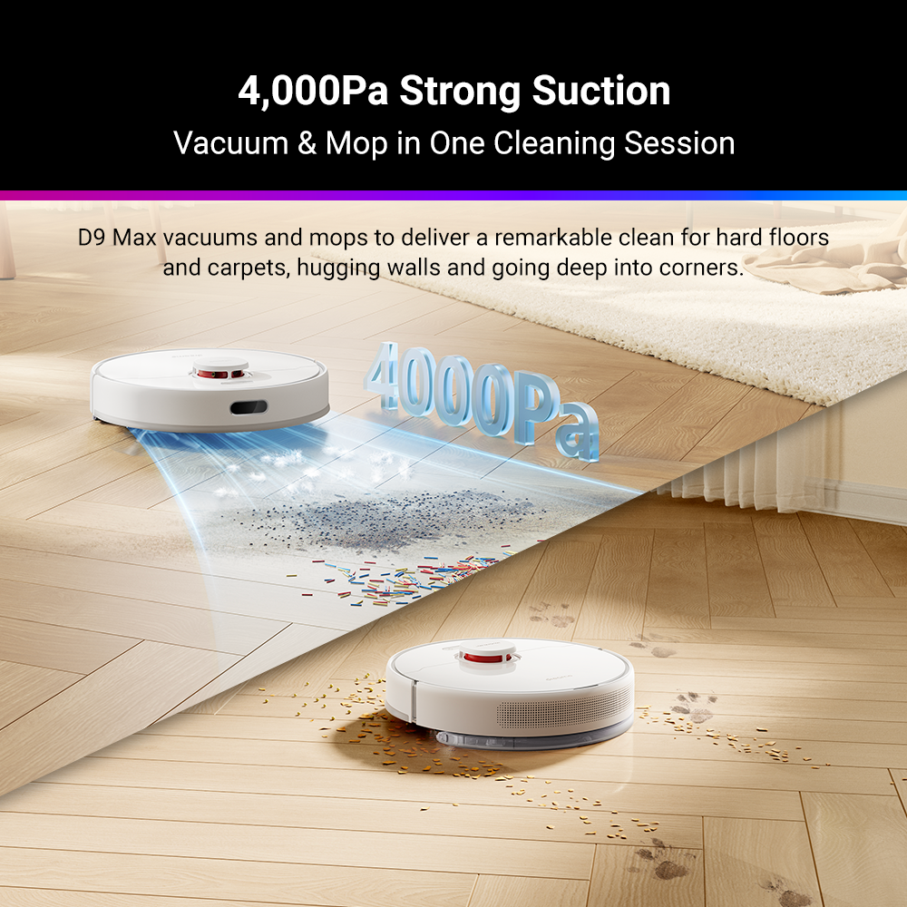 NEW] Dreame D9 Max Robot Vacuum and Mop, LDS Navigation, 4000 Pa Suction, Large 570ml Dust Tank, 2 Years Warranty